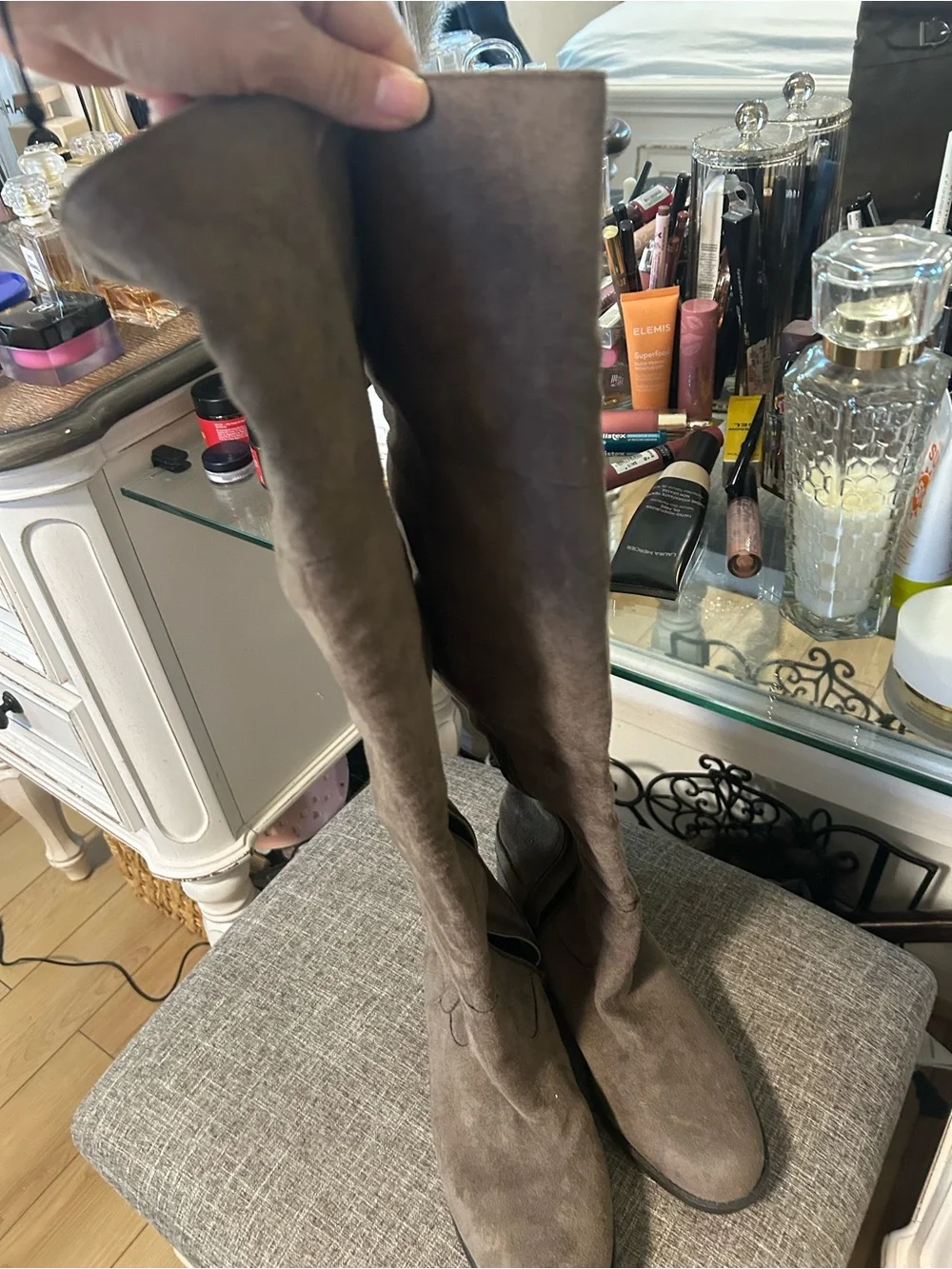 & Other Stories Taupe Over-the-Knee Suede-Look Boots